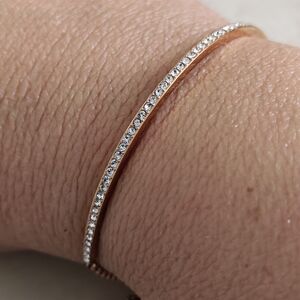 Authentic Michael Kors Pave Crystals Bar Slider Yellow Gold Tone Bracelet